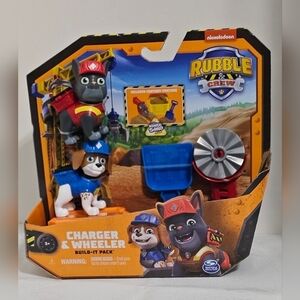 NWT Rubble & Crew Paw Patrol Charger & Wheeler Built-it Pack